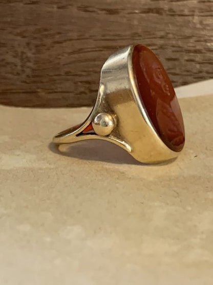 Victorian 19th Century Carved Intaglio Carnelian Ring