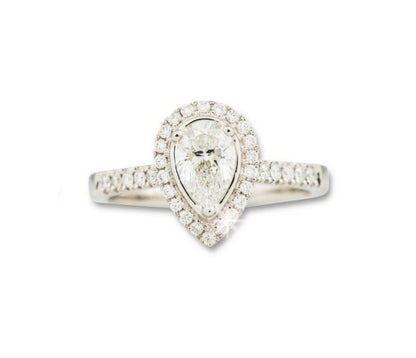 Pear Cut Diamond Cluster Ring, 0.71 carats, Platinum, with Certificate