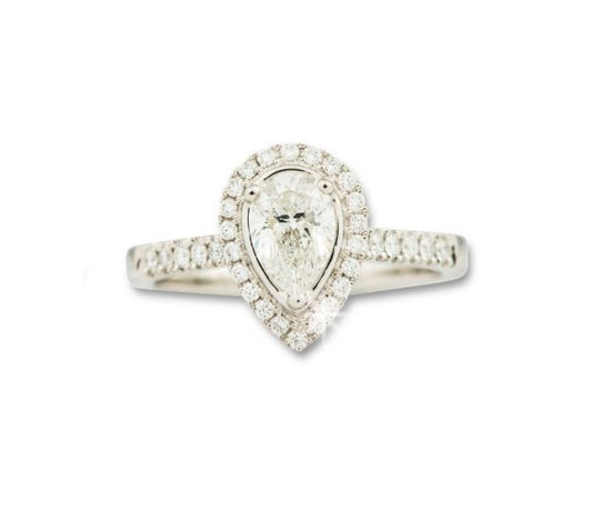 Pear Cut Diamond Cluster Ring, 0.71 carats, Platinum, with Certificate