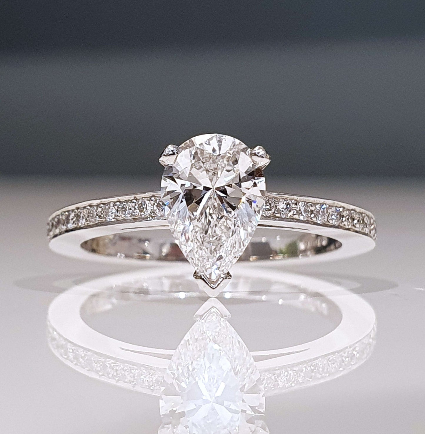 1.01ct Pear Cut Diamond Solitaire Engagement Ring in Platinum