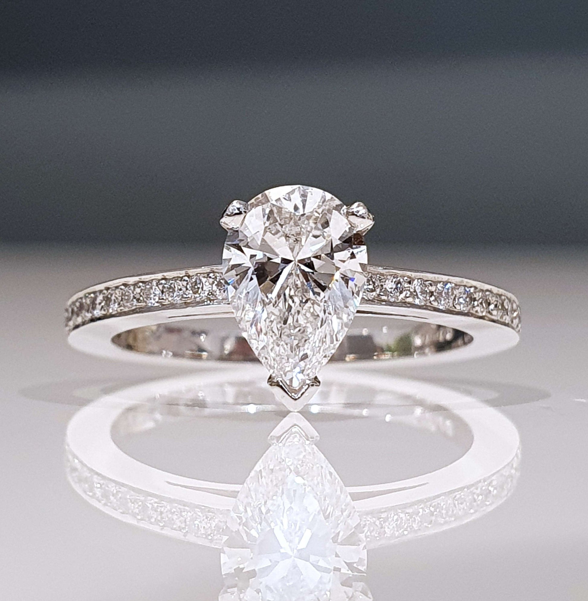 1.01ct Pear Cut Diamond Solitaire Engagement Ring in Platinum