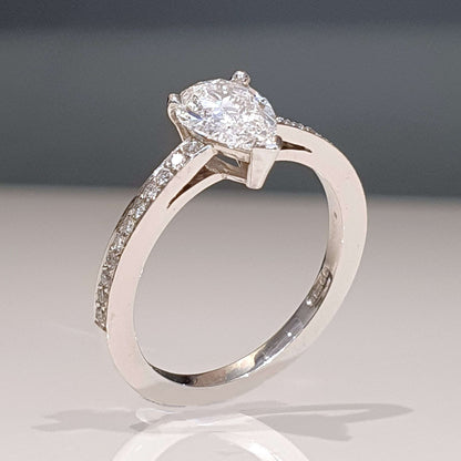 1.01ct Pear Cut Diamond Solitaire Engagement Ring in Platinum