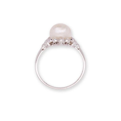 Vintage Pearl Diamond and Platinum Cluster Ring, 0.20 carats