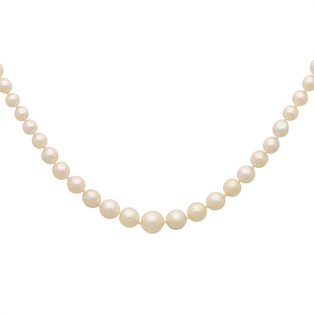 Cultured Pearl And Diamond Necklace With 9 Carat White Gold Clasp