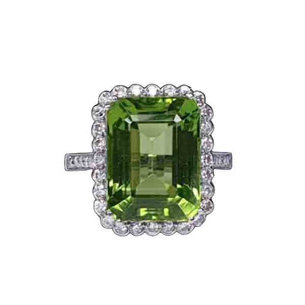 Vintage large peridot and diamond ring