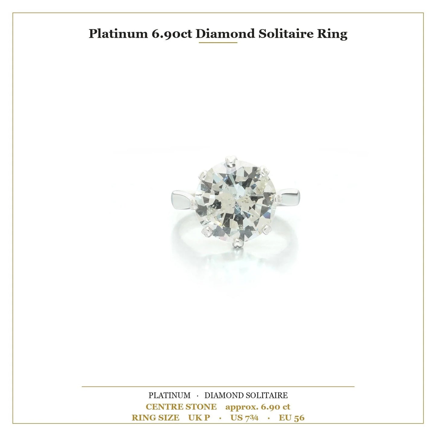 Platinum 6.90ct Diamond Solitaire Ring