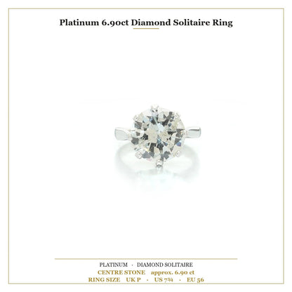 Platinum 6.90ct Diamond Solitaire Ring