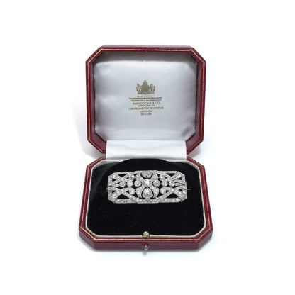 Antique Art Deco Platinum Diamond Brooch
