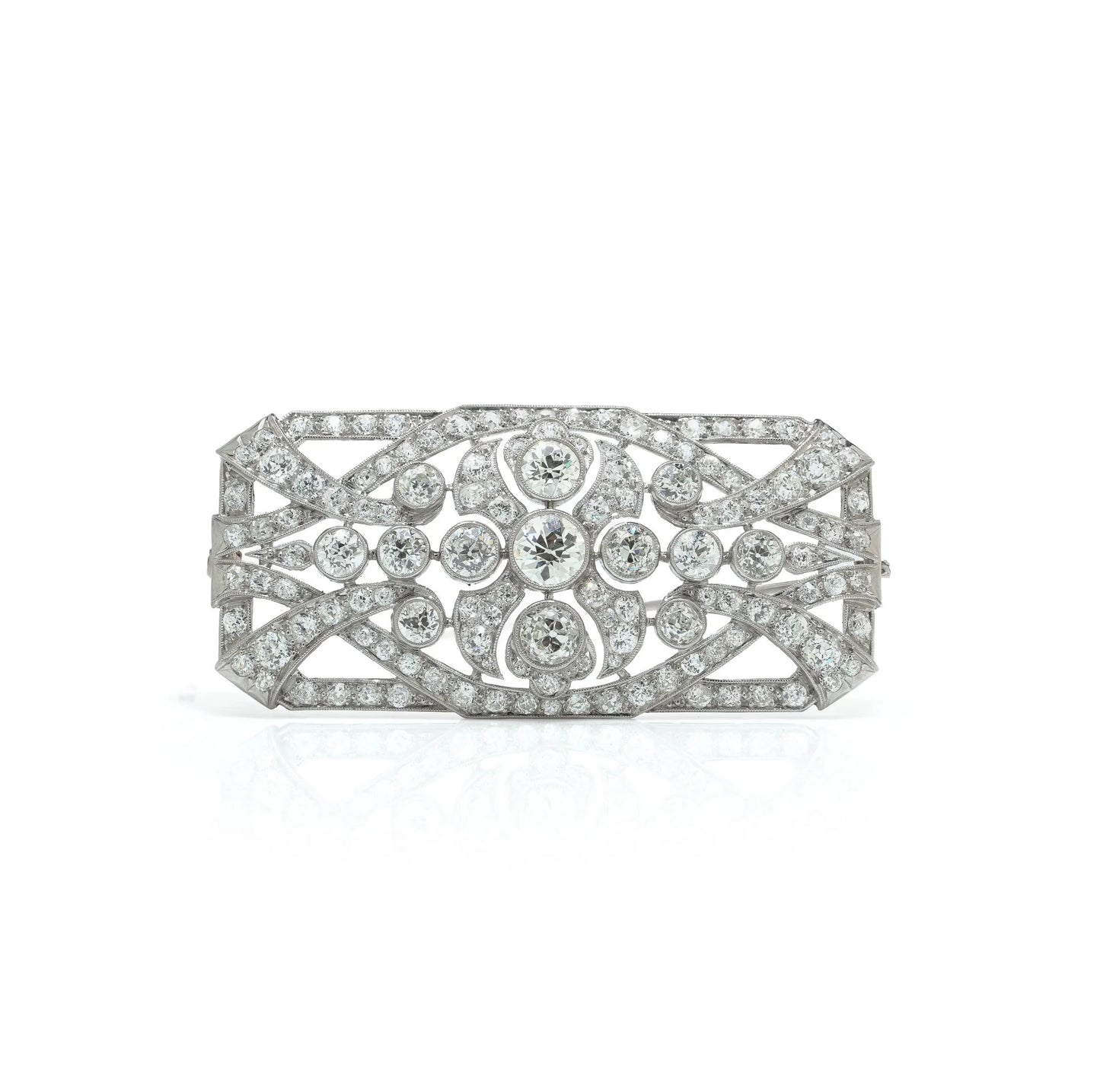 Antique Art Deco Platinum Diamond Brooch