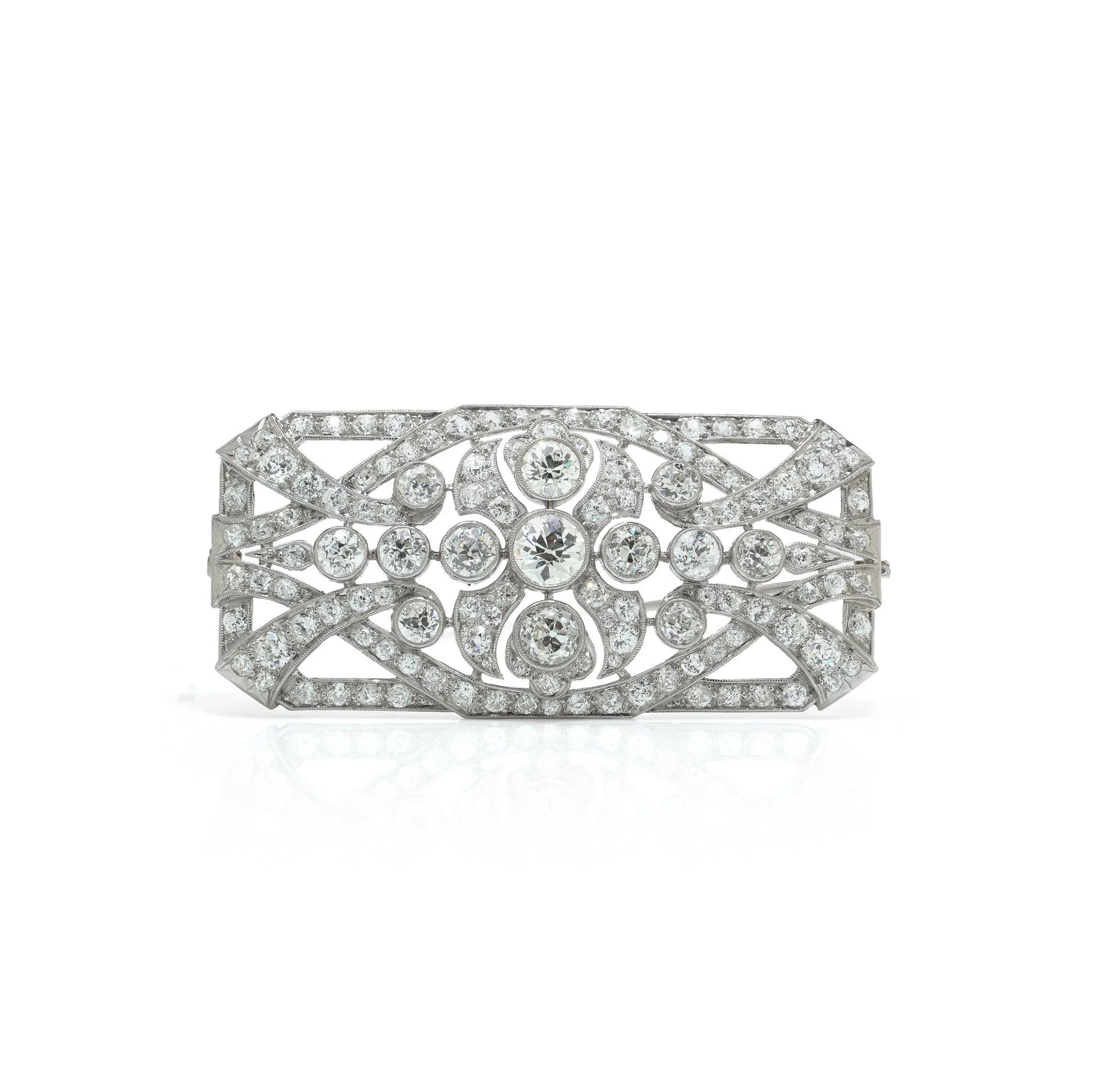 Antique Art Deco Platinum Diamond Brooch