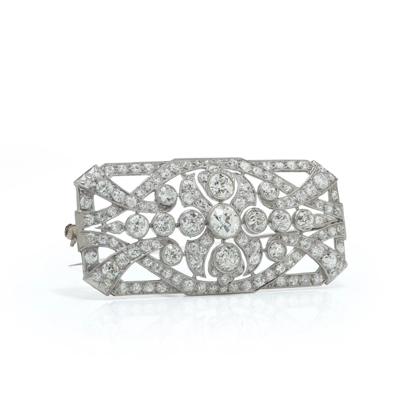 Antique Art Deco Platinum Diamond Brooch