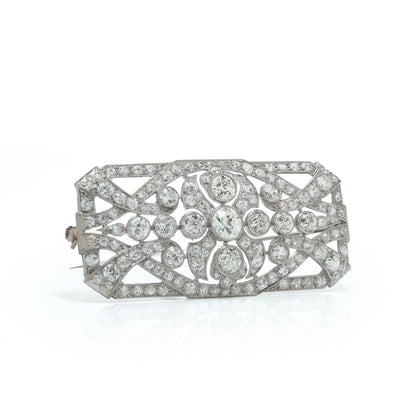 Antique Art Deco Platinum Diamond Brooch