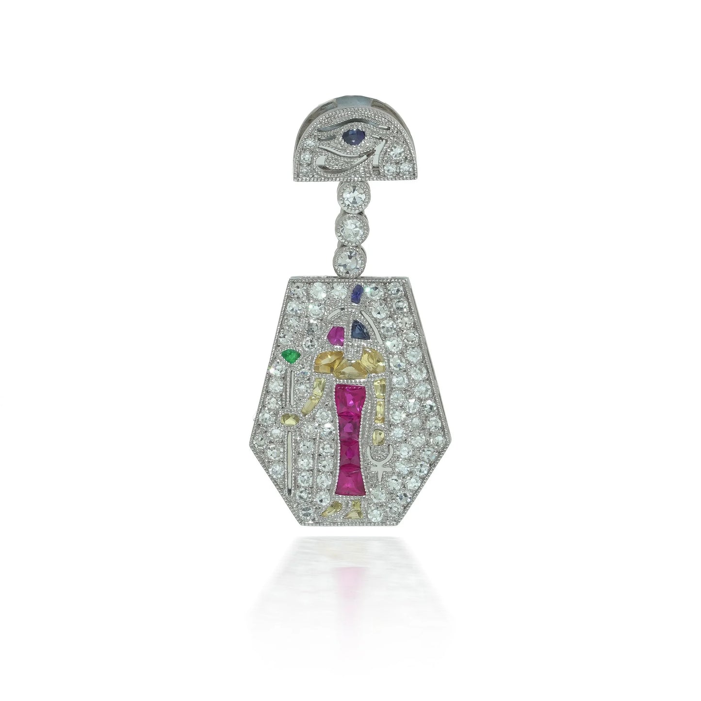 Platinum Art Deco Egyptian Revival Gemset Pendant