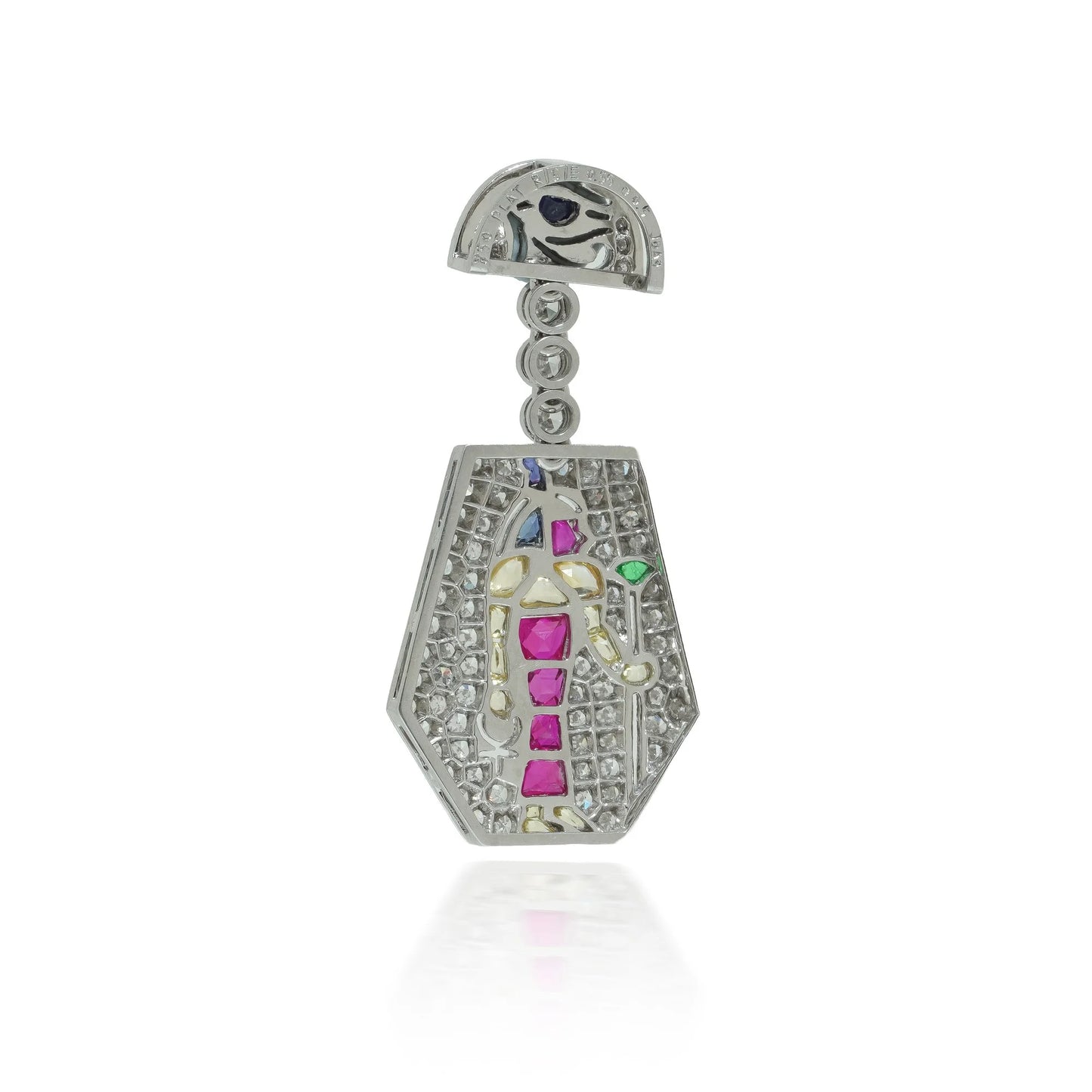 Platinum Art Deco Egyptian Revival Gemset Pendant