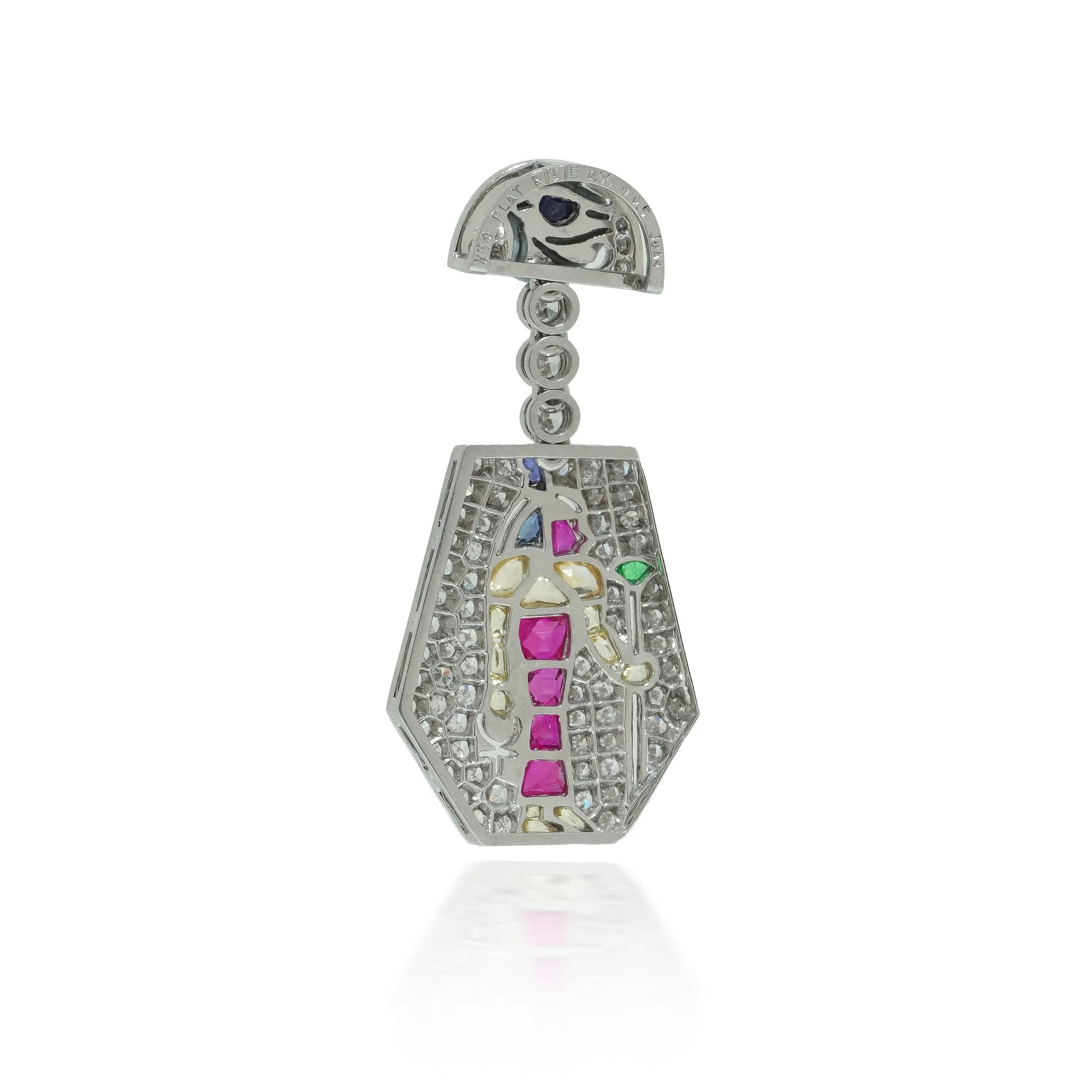 Platinum Art Deco Egyptian Revival Gemset Pendant