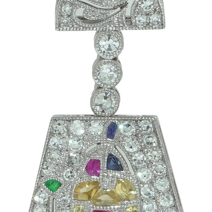 Platinum Art Deco Egyptian Revival Gemset Pendant