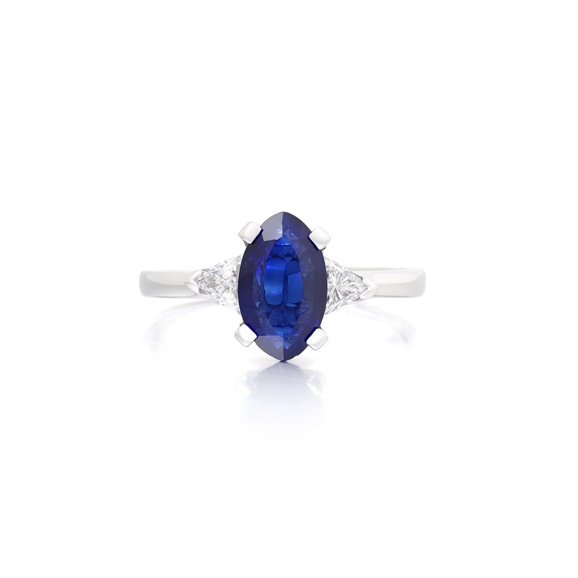 Platinum Natural Sapphire And Diamond Three Stone Engagement Ring