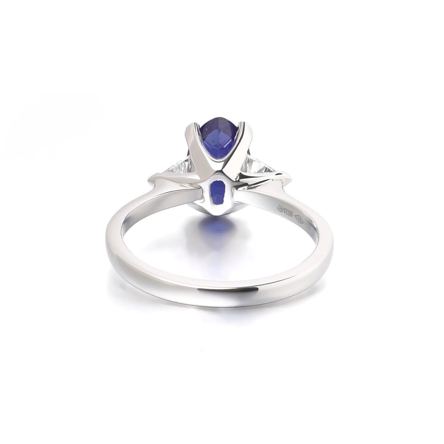 Platinum Natural Sapphire And Diamond Three Stone Engagement Ring