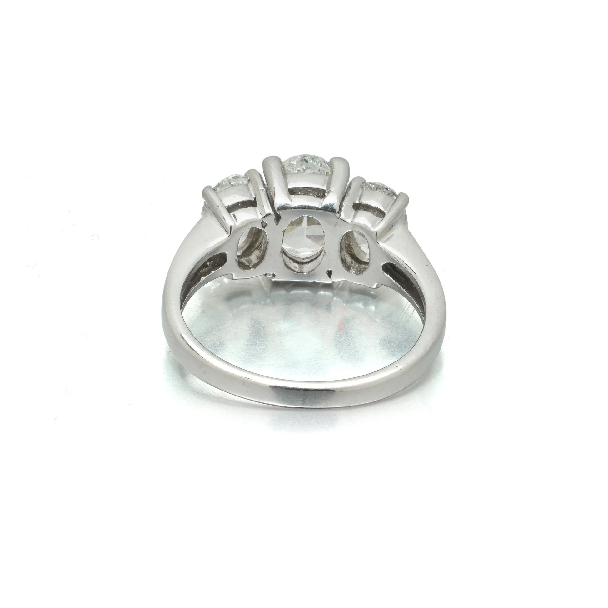 Platinum Three Stone Oval Diamond Engagement Ring, Approx. 3.50 ct