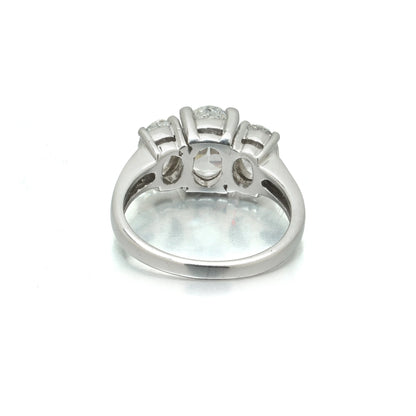 Platinum Three Stone Oval Diamond Engagement Ring, Approx. 3.50 ct