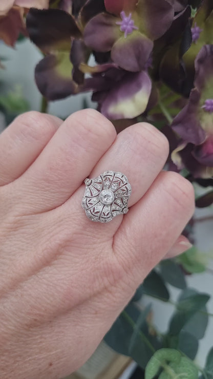 Antique Belle Epoque Diamond Cluster Dress Engagement Ring