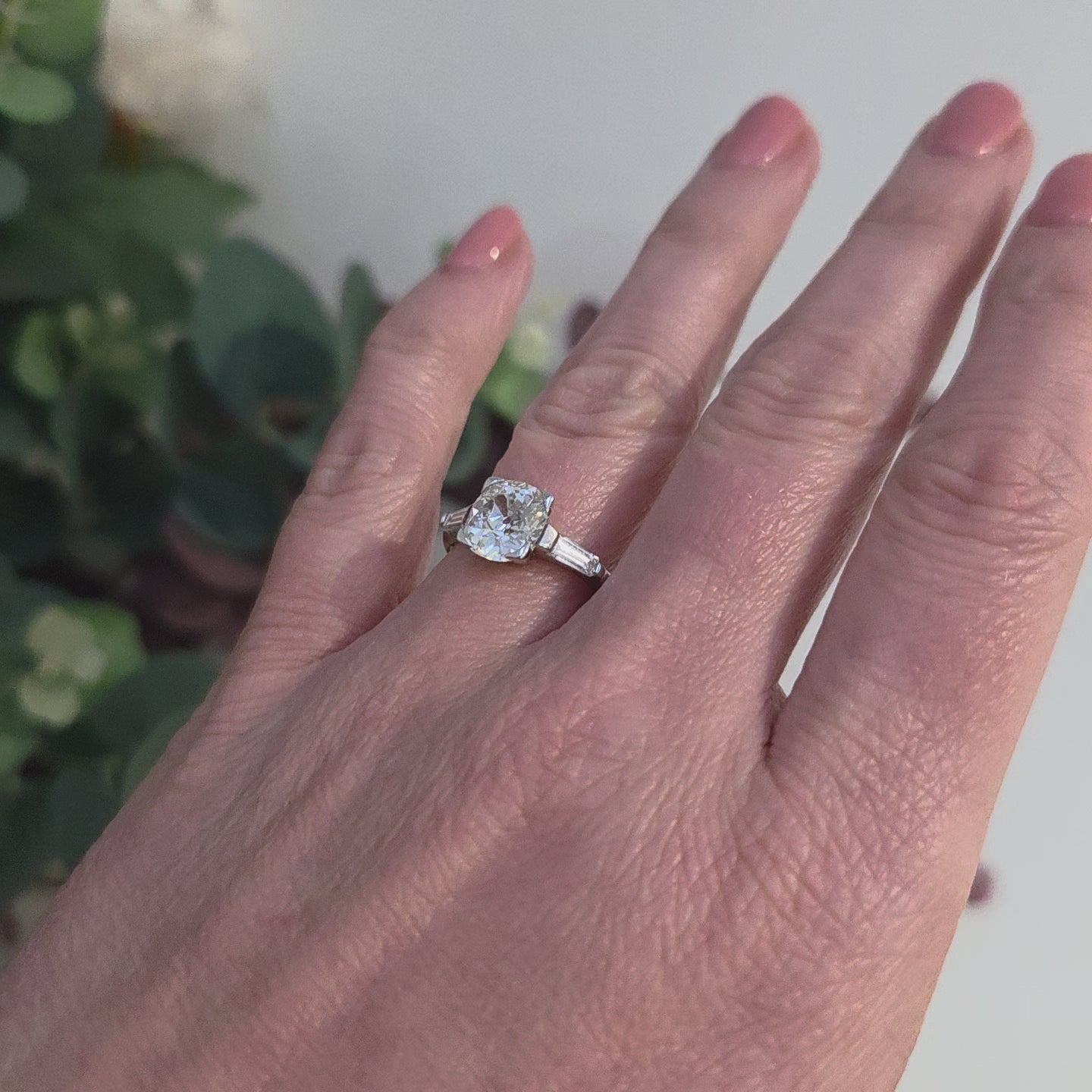 Antique Art Deco Single Stone Old Mine Cushion Diamond Engagement Ring, 2.20cts