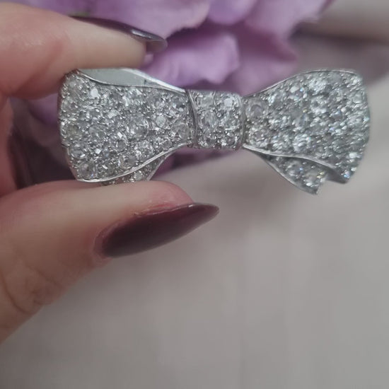 Antique 2.7ct Diamond Bow Brooch