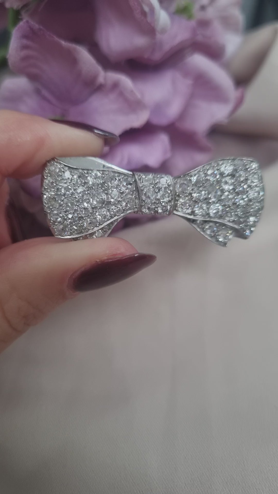 Antique 2.7ct Diamond Bow Brooch