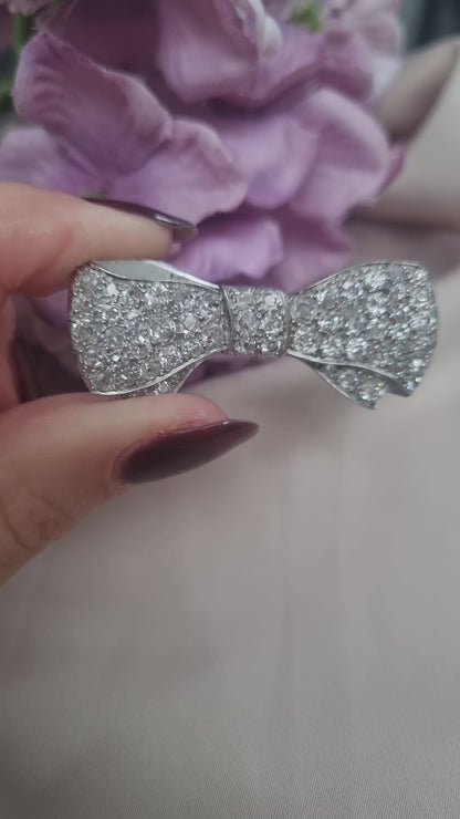 Antique 2.7ct Diamond Bow Brooch