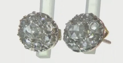 Antique Victorian Rose Cut Diamond Cluster Earrings