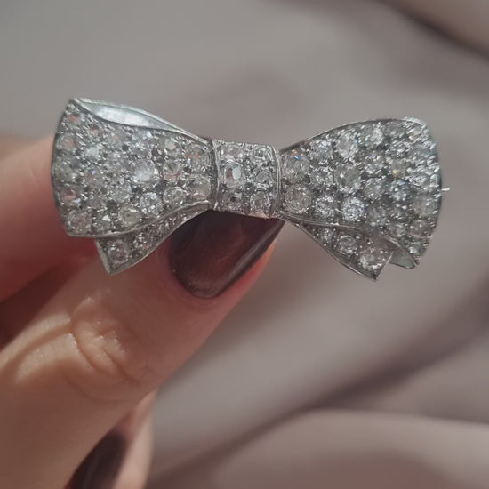 Antique 2.7ct Diamond Bow Brooch