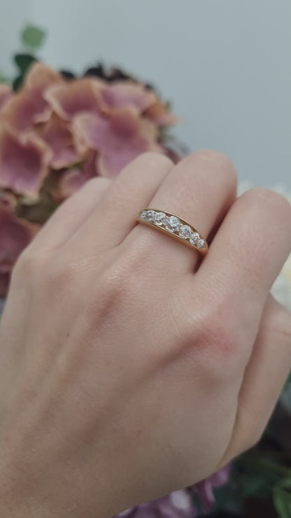 Victorian Antique Old Mine Cut Diamond Seven Stone Ring