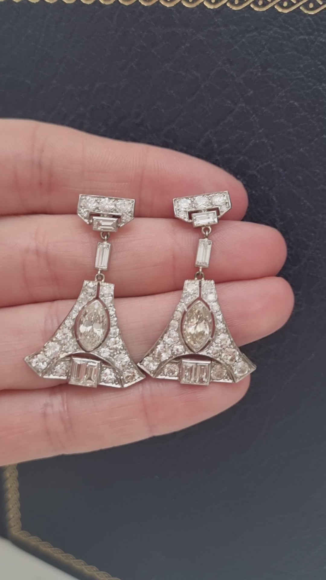 Art Deco 5cts Diamond Drop Earrings