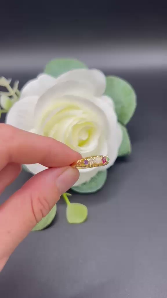 Edwardian 18 Carat Yellow Gold ADORE Acrostic Ring, Hallmarked London 1908