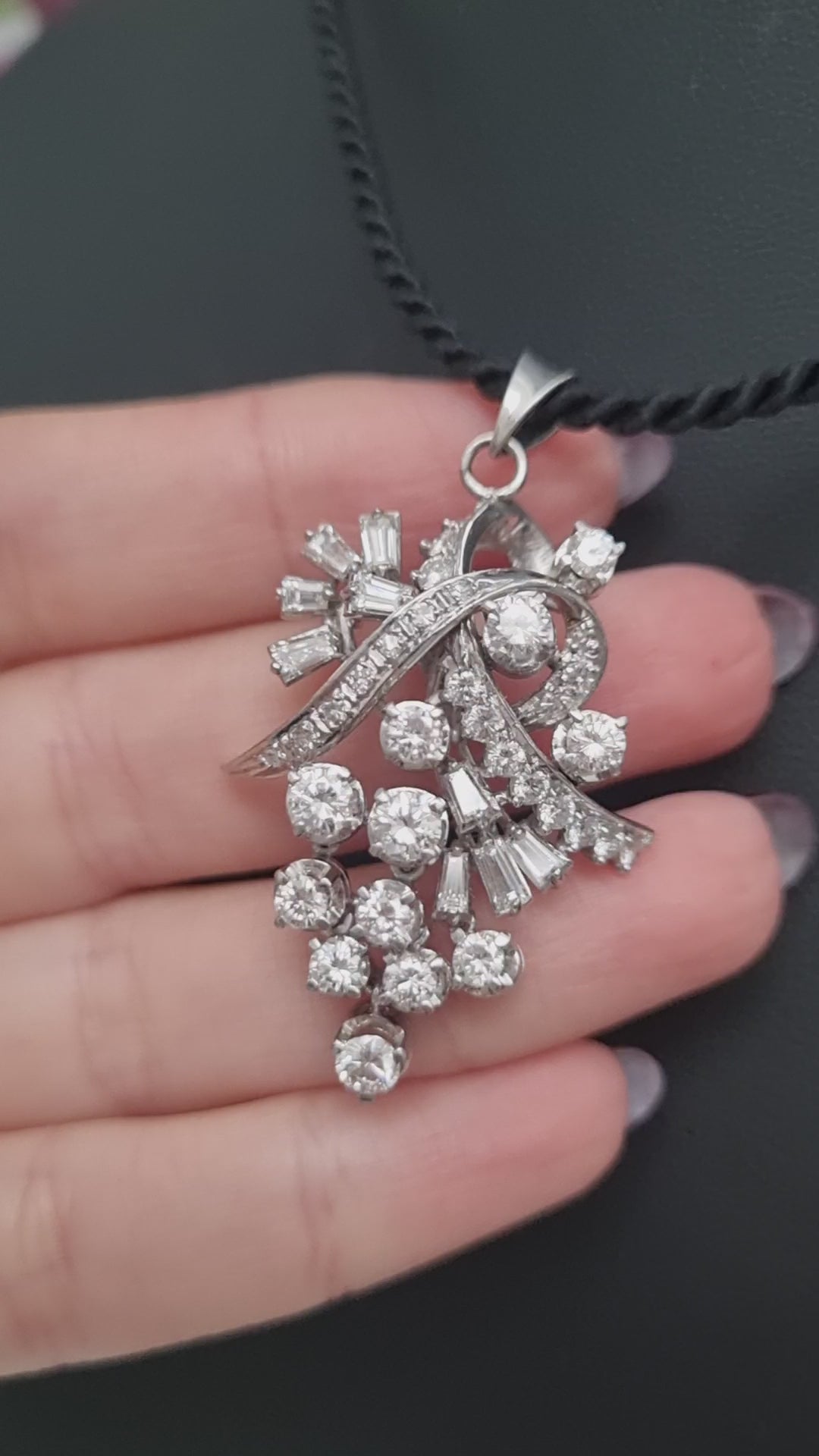 Diamond Spray Pendant, 3 carat total