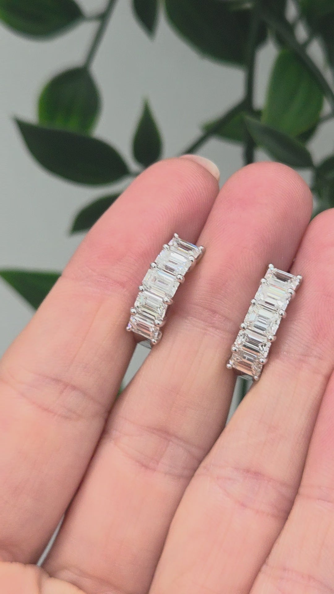 3.82ct Baguette Diamond Huggie Half Hoop Earrings