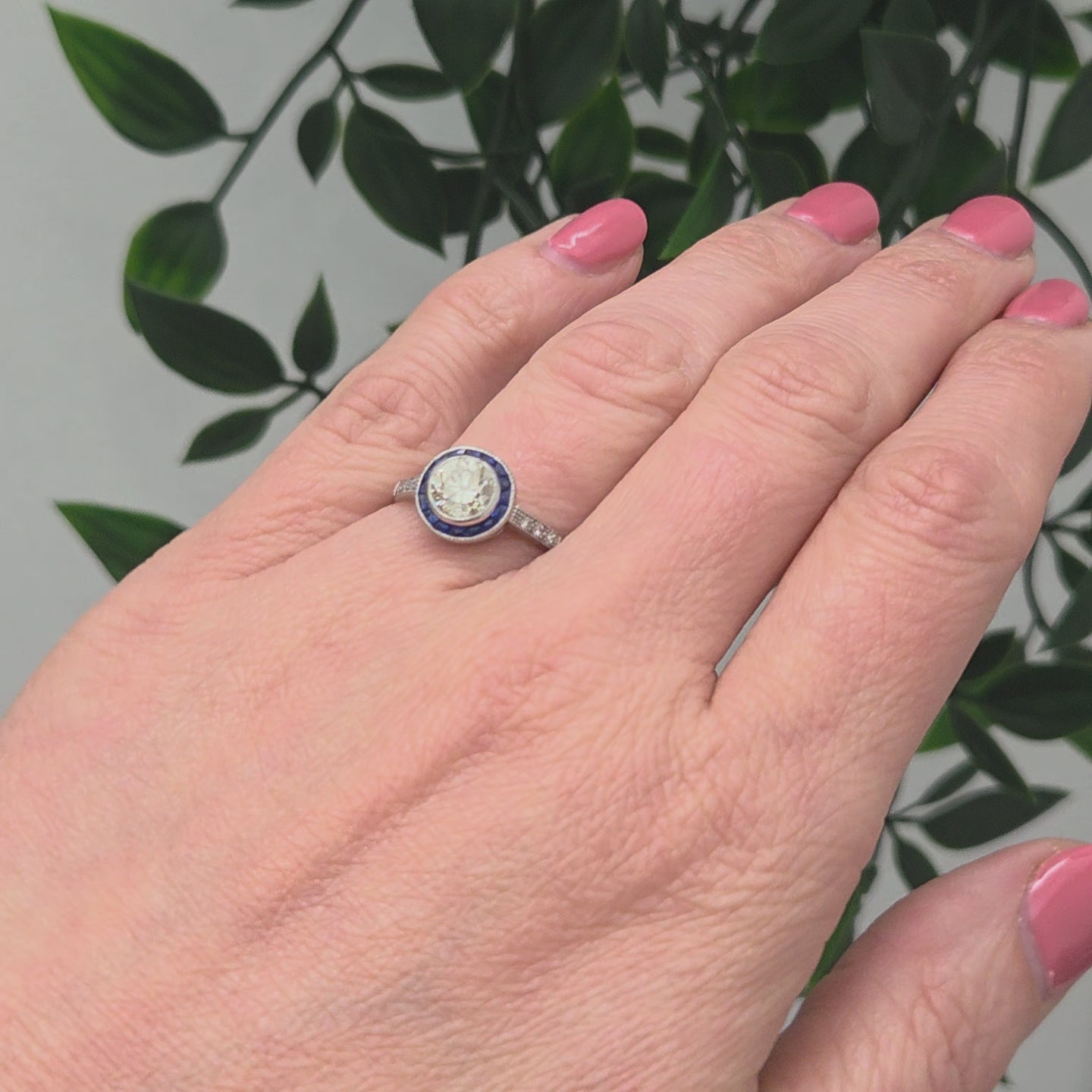 Sapphire and Diamond Target Cluster Ring, 1.00 carat