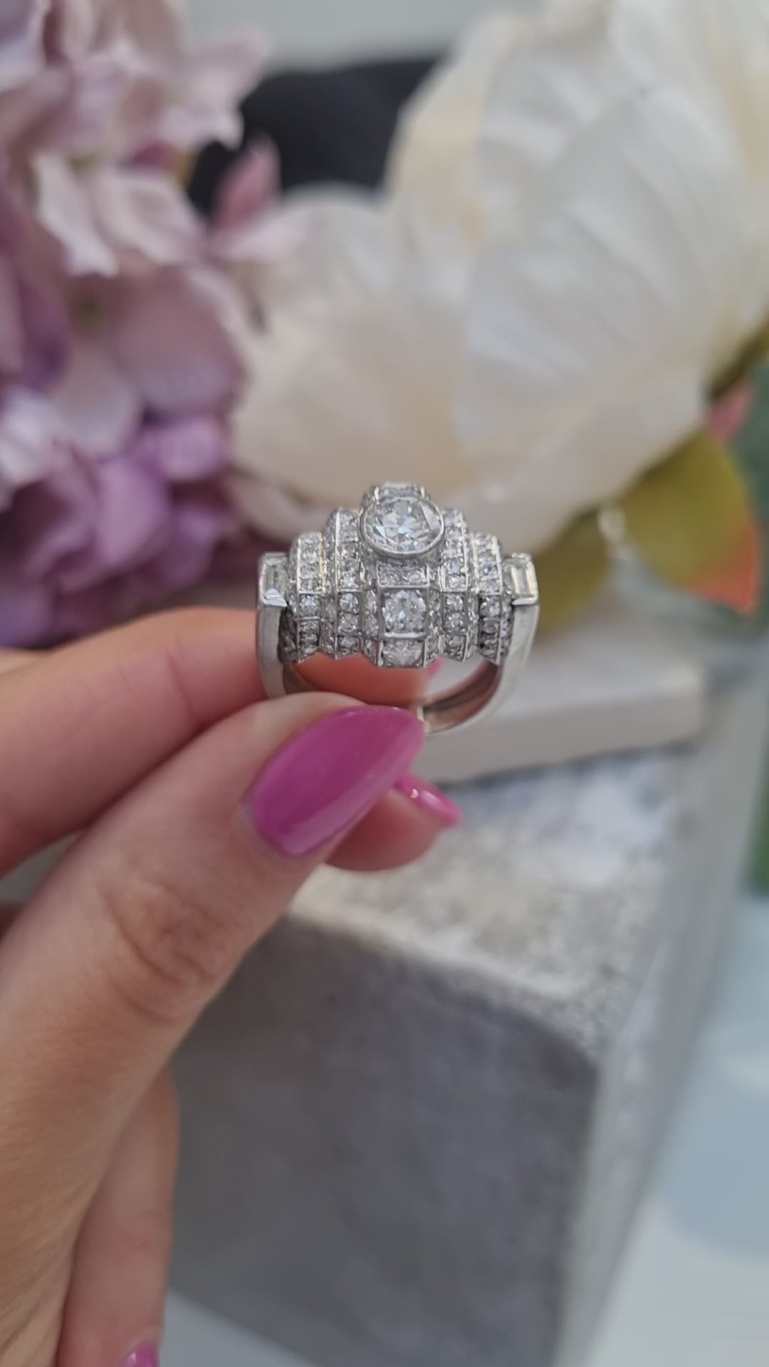 Art Deco Diamond Geometric Cluster Dress Ring