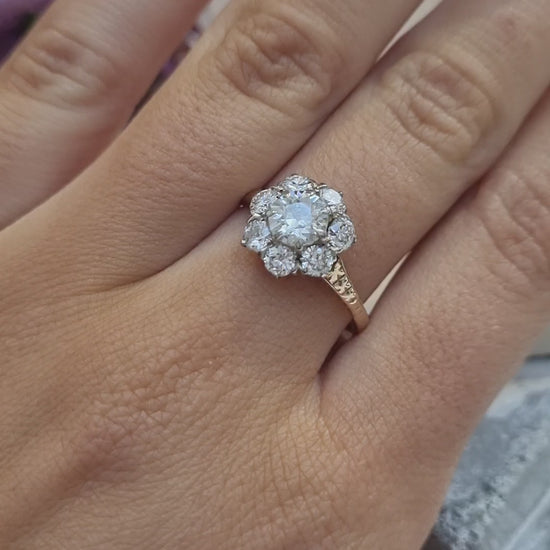 Antique Diamond Cluster Engagement Ring