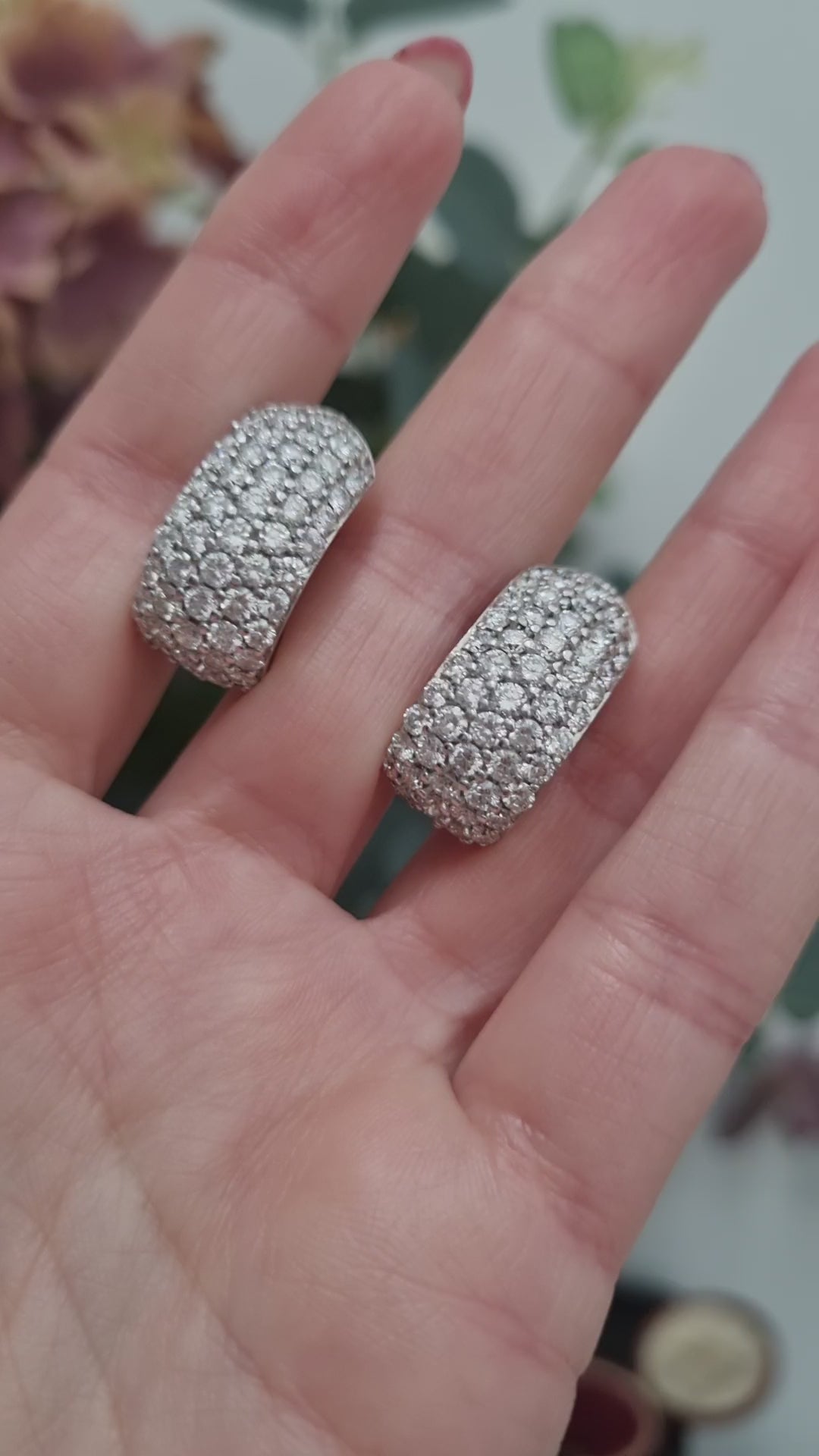 Vintage Diamond Chunky Hoop Earrings In Yellow Gold