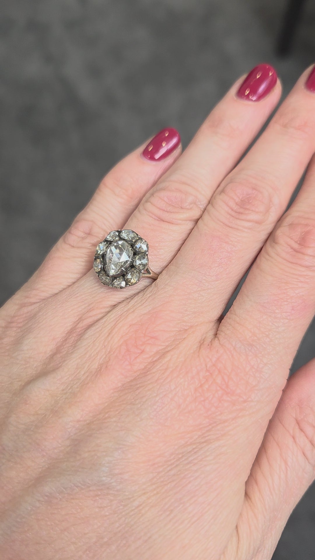 Georgian Antique Rose Cut Diamond Cluster Ring
