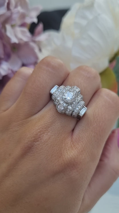 Art Deco Diamond Geometric Cluster Dress Ring