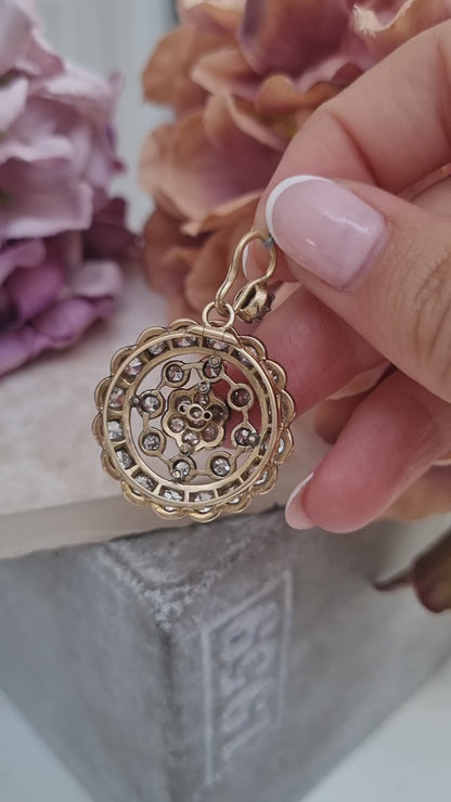 Antique 3cts Old Cut Diamond Pendant come Brooch