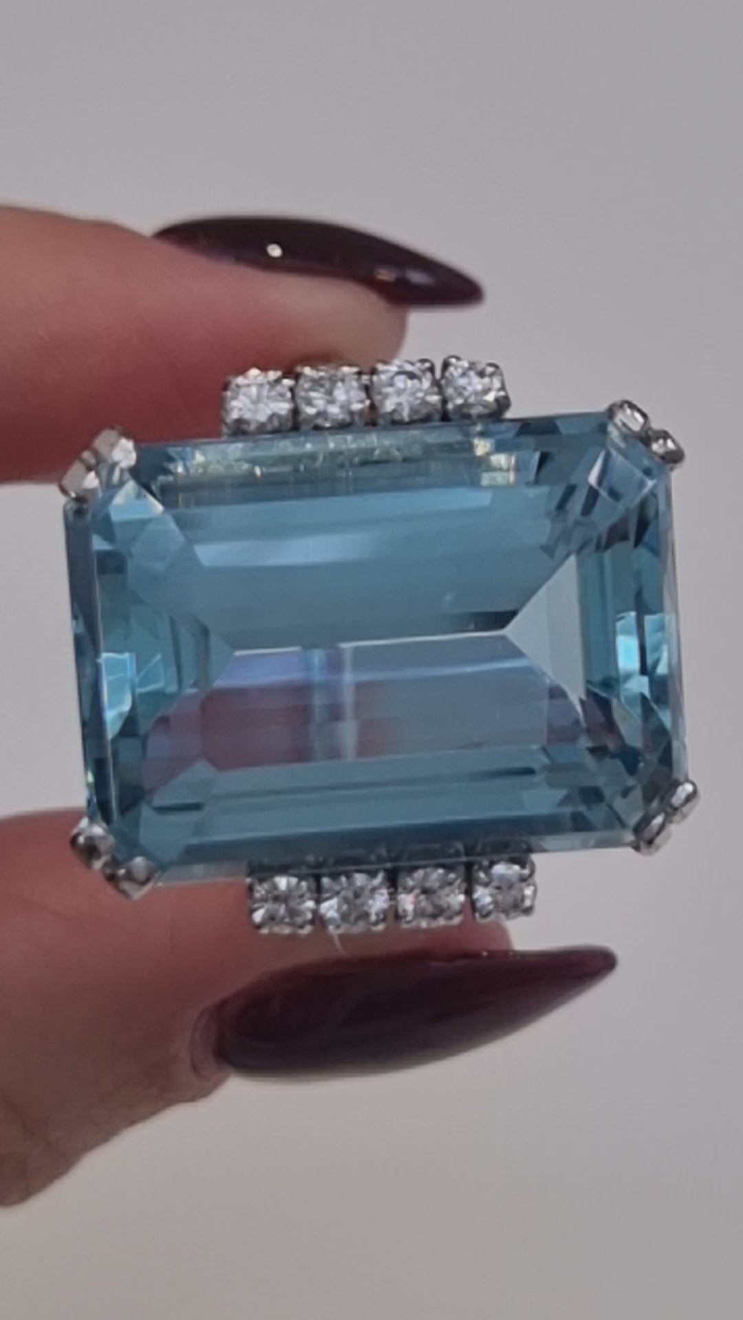 Vintage Retro 27cts Aquamarine and Diamond Cocktail Ring
