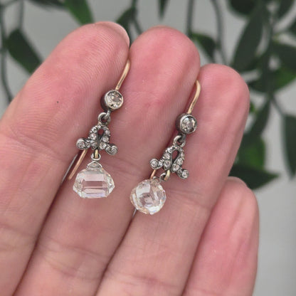 Antique Briolette Diamond Drop Earrings, 3.5cts