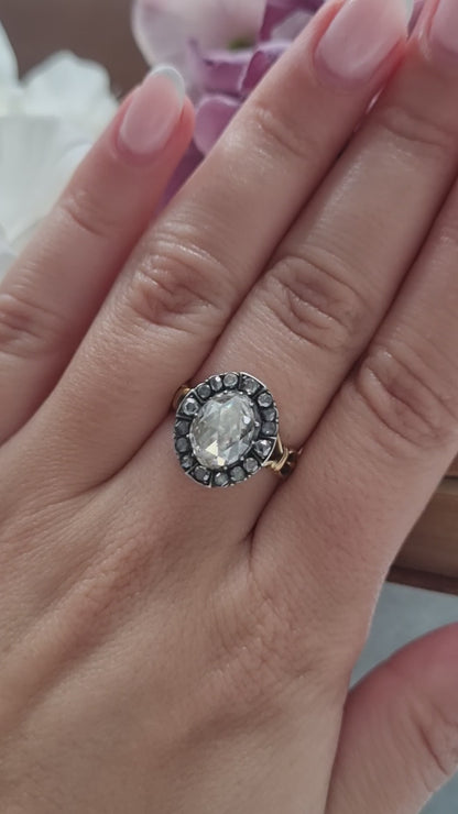 Victorian 14ct Gold Rose Cut Diamond Cluster Ring