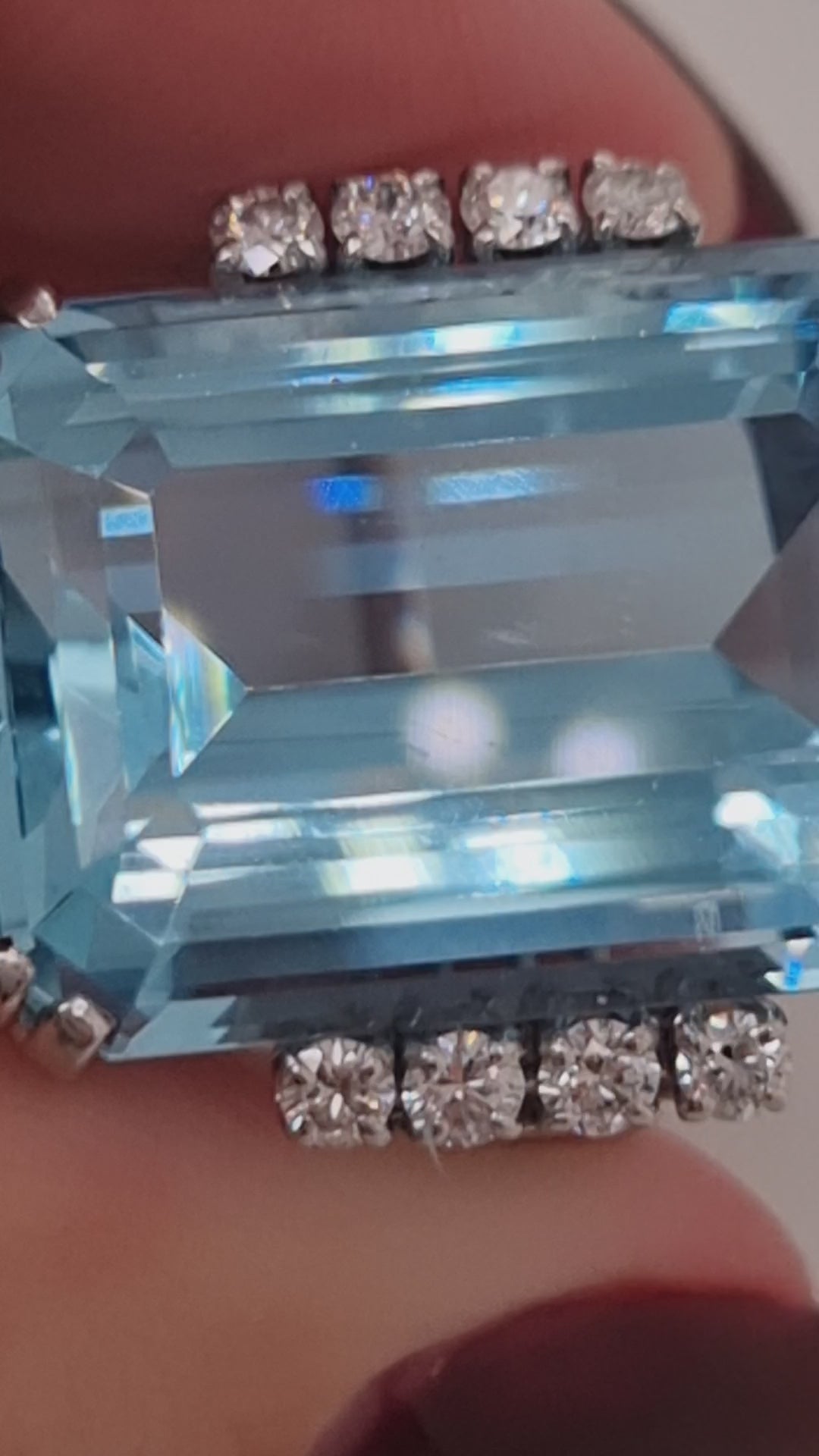Vintage Retro 27cts Aquamarine and Diamond Cocktail Ring