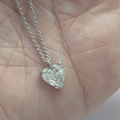 1ct Diamond Solitaire Heart Pendant in Platinum