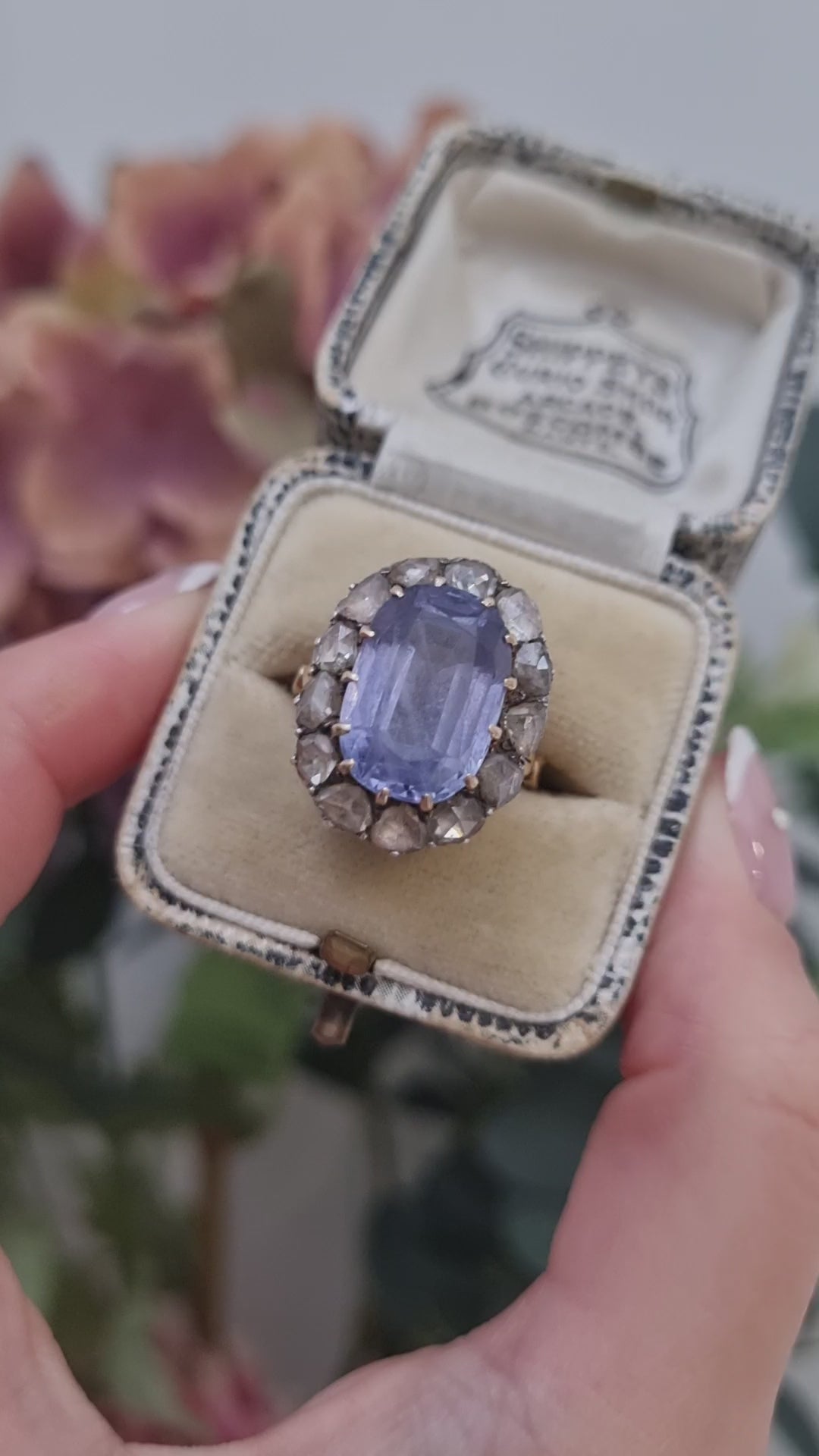 Antique Victorian Cornflower Sapphire and Diamond Cluster Ring