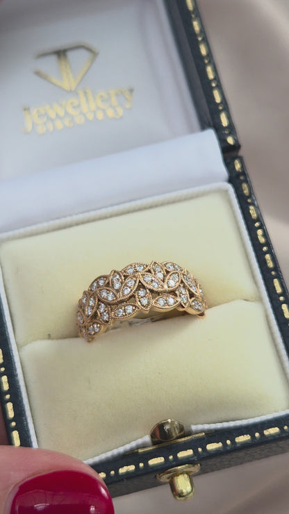 Diamond Set Wide Band Ring in 18ct Rose Gold